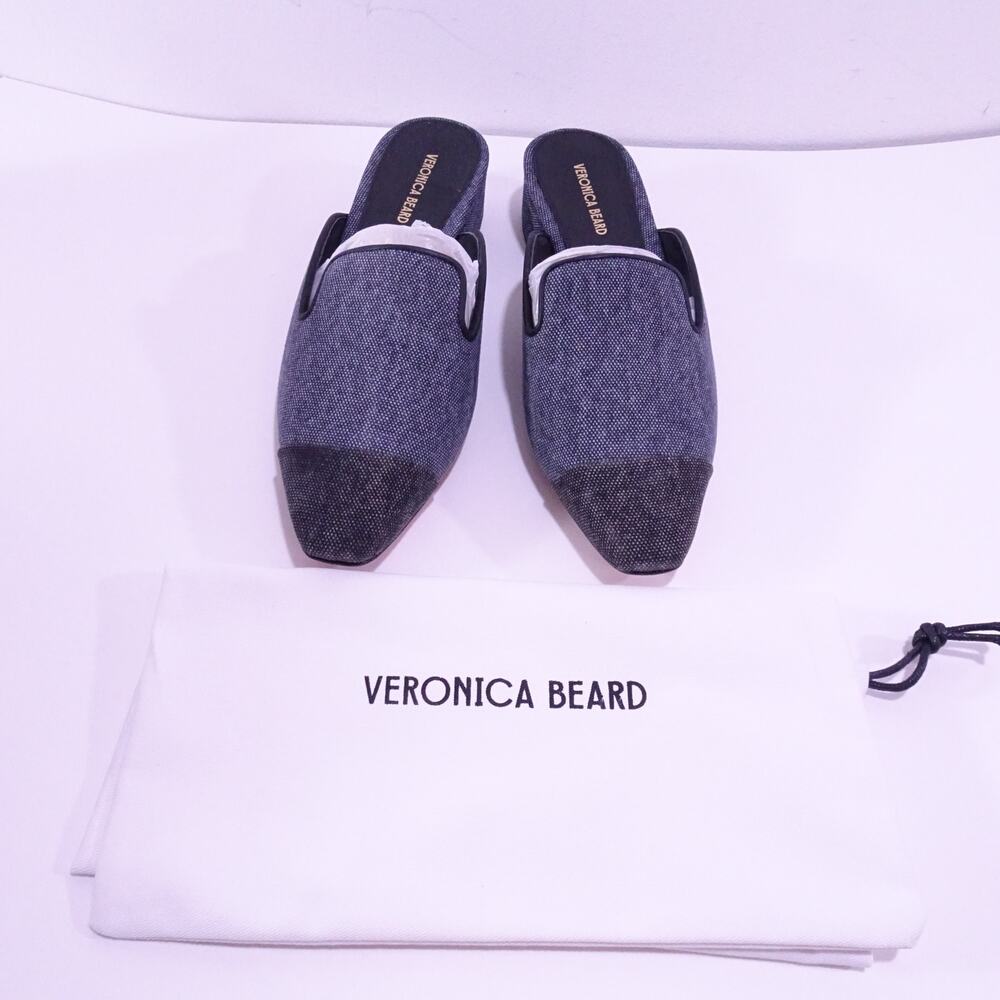 Veronica Beard Black and Gray Heeled Mules - Picture 5 of 9